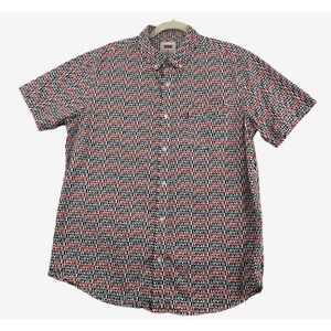 Levi's Mens All Over Print Shirt Repeat Spellout Short Sleeve Button Down Size M